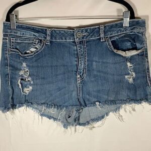 Warehouse One Distressed Blue Jean Shorts